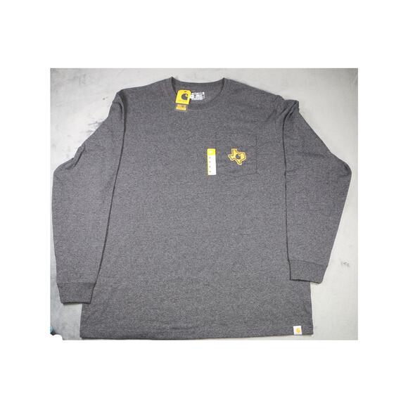 Carhartt Shirt Mens XL Gray Long Sleeve Texas Workwear Pocket Logo Loose Fit - Picture 1 of 16